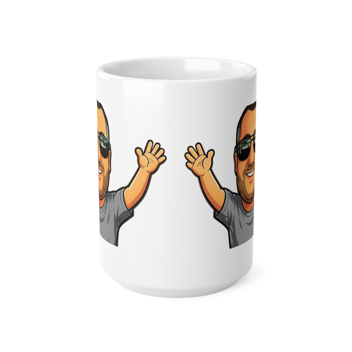 Happy Man Ceramic Coffee Cups, 11oz, 15oz