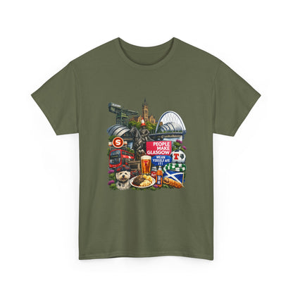 Glasgow Collage T-Shirt — "People Make Glasgow" Scottish City Souvenir Tee