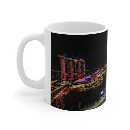 Singapore Night Skyline Coffee Mug — Marina Bay Fireworks 11oz/15oz