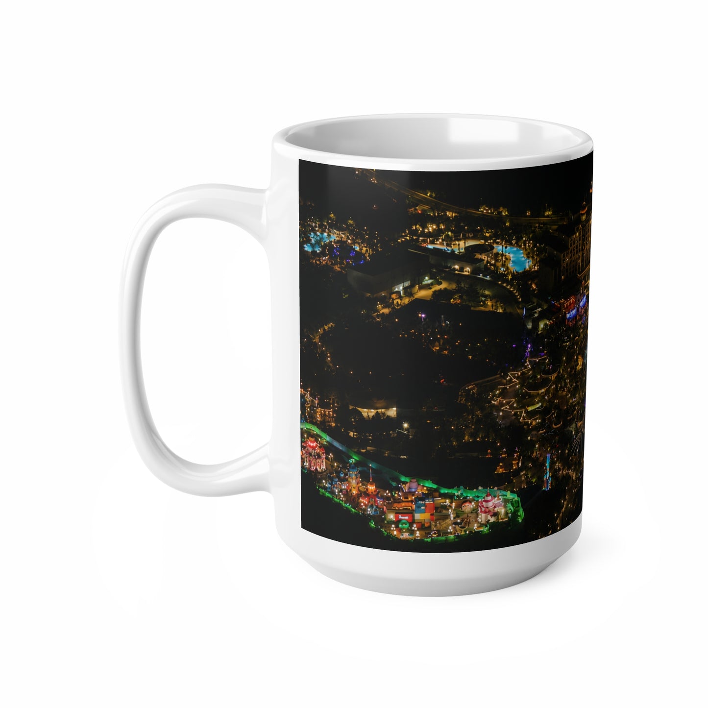Epic Universe Nightscape Ceramic Coffee Mug — Neon Skyline 11oz & 15oz
