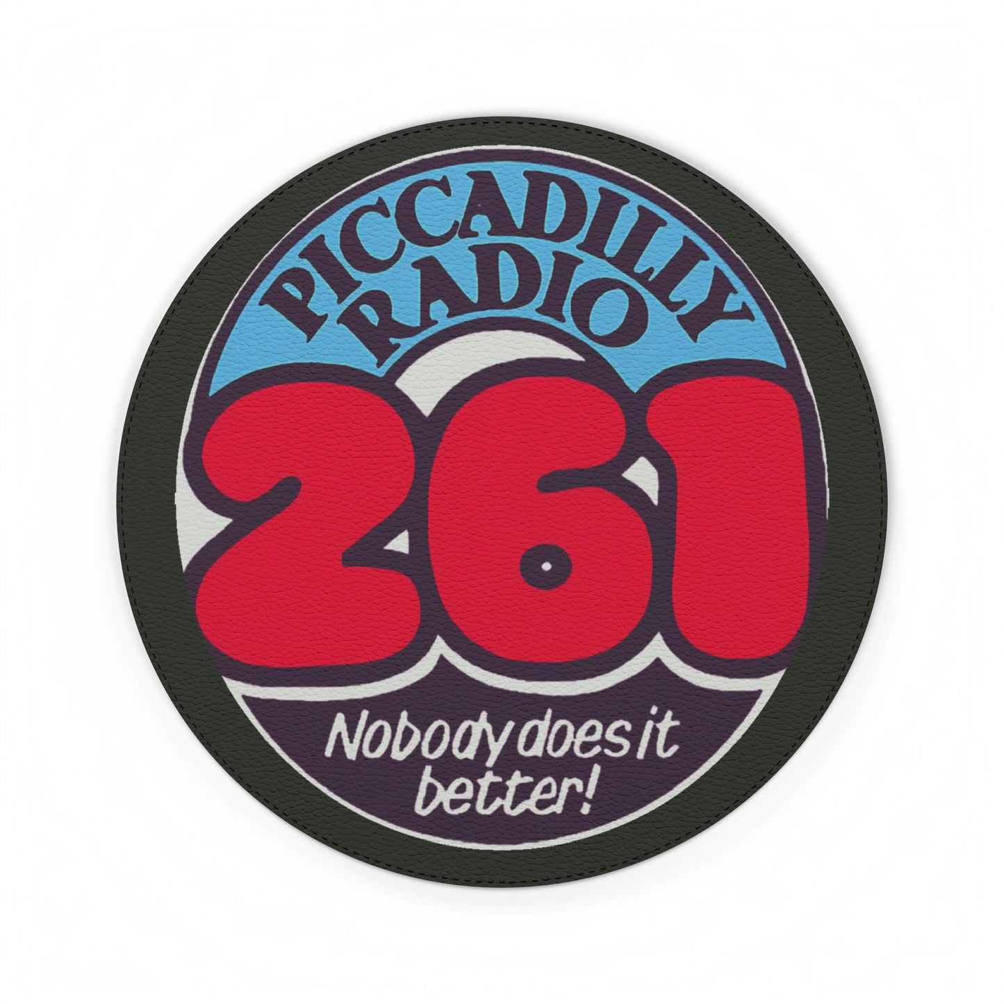 Piccadilly Radio 261 PU Leather Mouse Mat — Retro 'Nobody Does It Better' Desk Pad