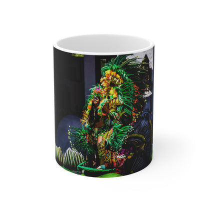 Rio Carnival Headdress Ceramic Coffee Mug — Colorful Festival Costume Photo, 11oz & 15oz
