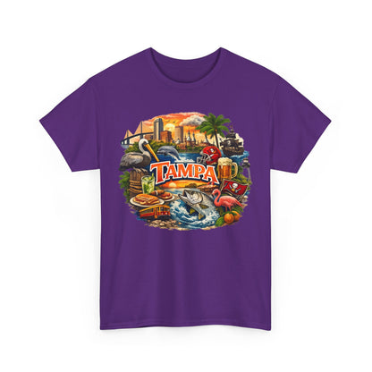 Tampa Florida Retro Scenic Tee — Vintage Beach, Skyline & Wildlife Graphic