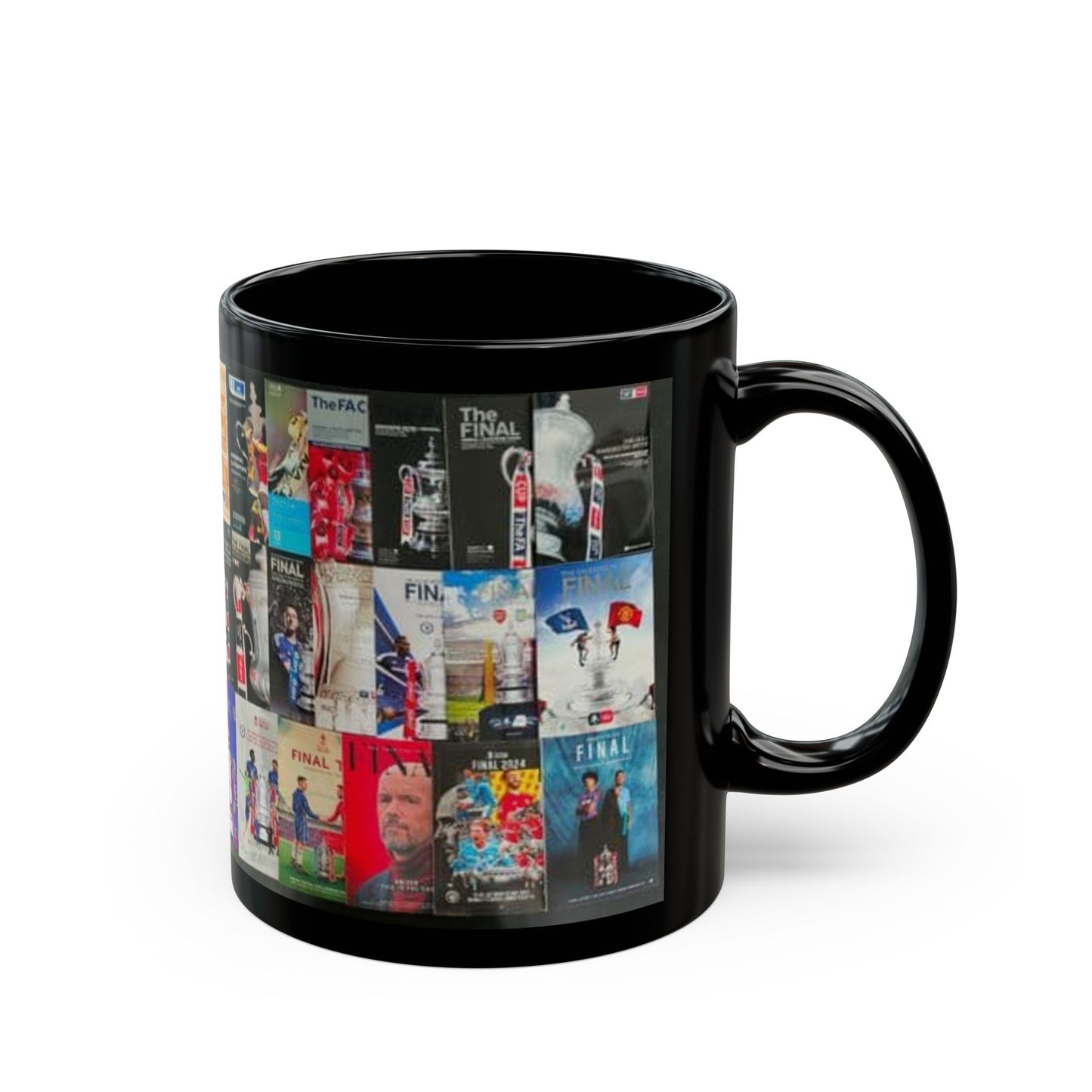 FA Cup Final Programme Cover Collage Black Mug — Coffee Cup (11oz/15oz)