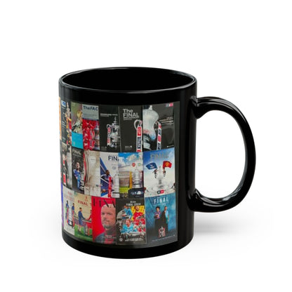 FA Cup Final Programme Cover Collage Black Mug — Coffee Cup (11oz/15oz)