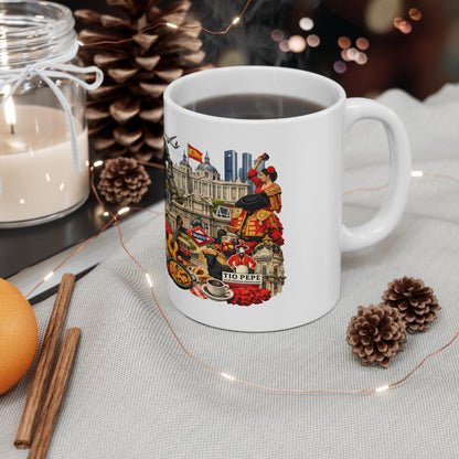 Spain Souvenir Mug — Spanish Landmarks & Cuisine Ceramic Coffee Cup (11oz/15oz)