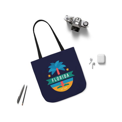 Florida Palm Beach Canvas Tote Bag — Retro Sunshine Travel Tote