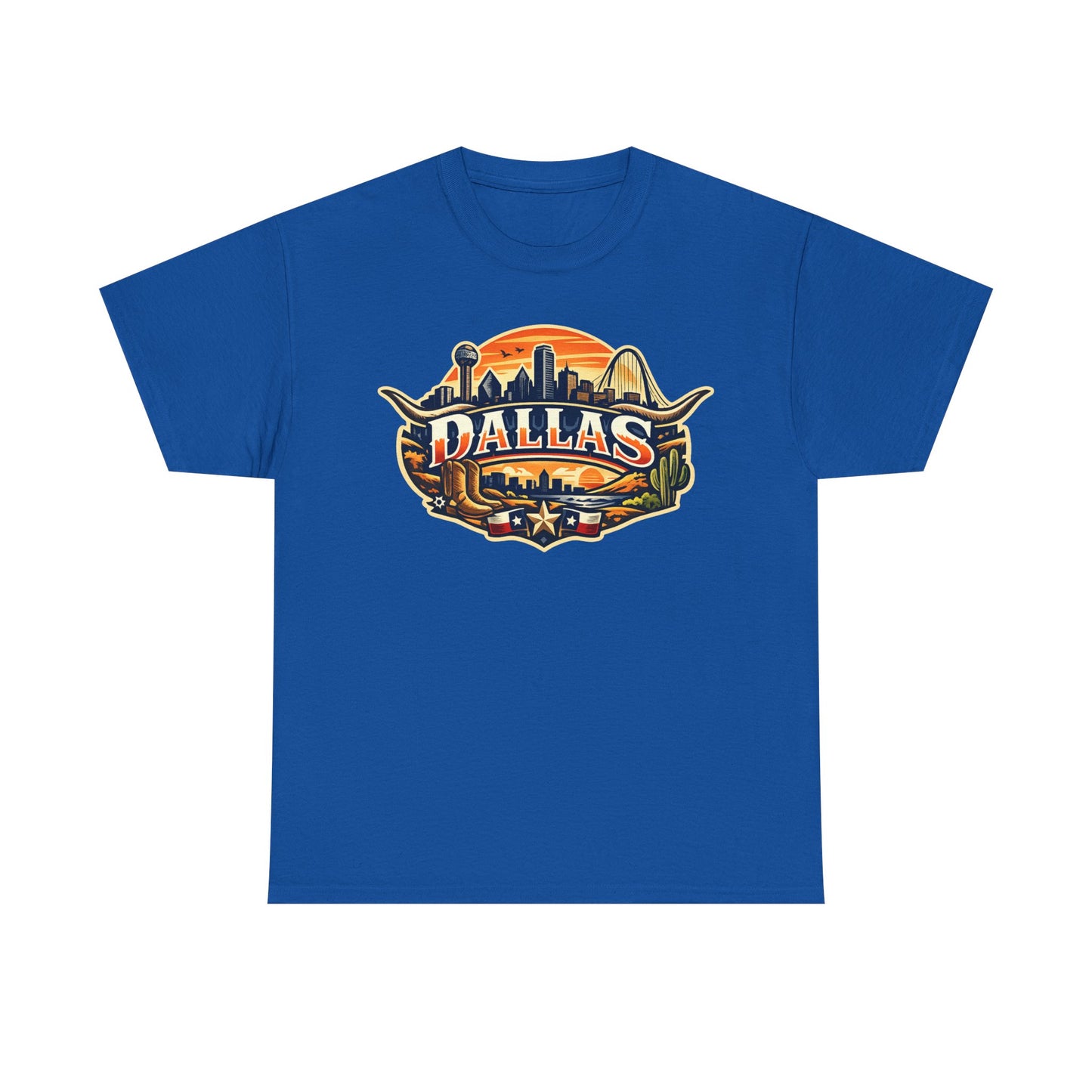 Dallas Skyline Retro Tee — Vintage Cityscape T‑Shirt with 'Dallas' Graphic