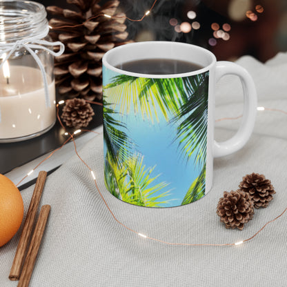 Palm Tree Coffee Mug – Tropical Beach 11oz & 15oz Ceramic Cups