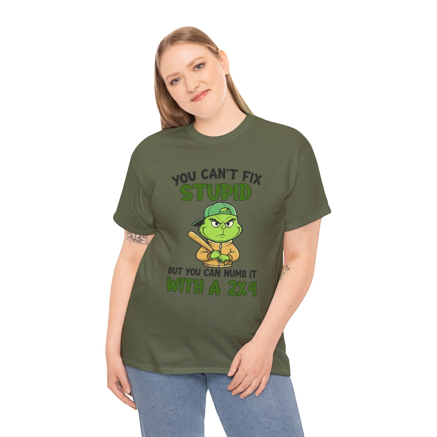 Funny Carpenter T‑Shirt — "You Can't Fix Stupid But You Can Numb It With a 2x4"