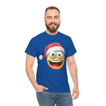Christmas Emoji T-Shirt — Santa Hat Smiley Holiday Tee