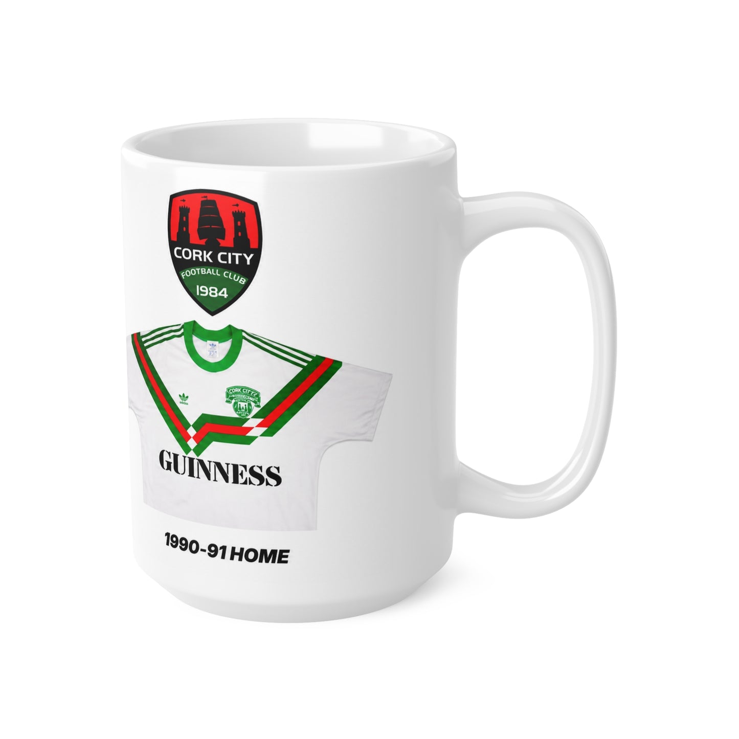 Cork City 1990-91 Home Jersey Mug — Guinness Ceramic Coffee Cup (11oz, 15oz)