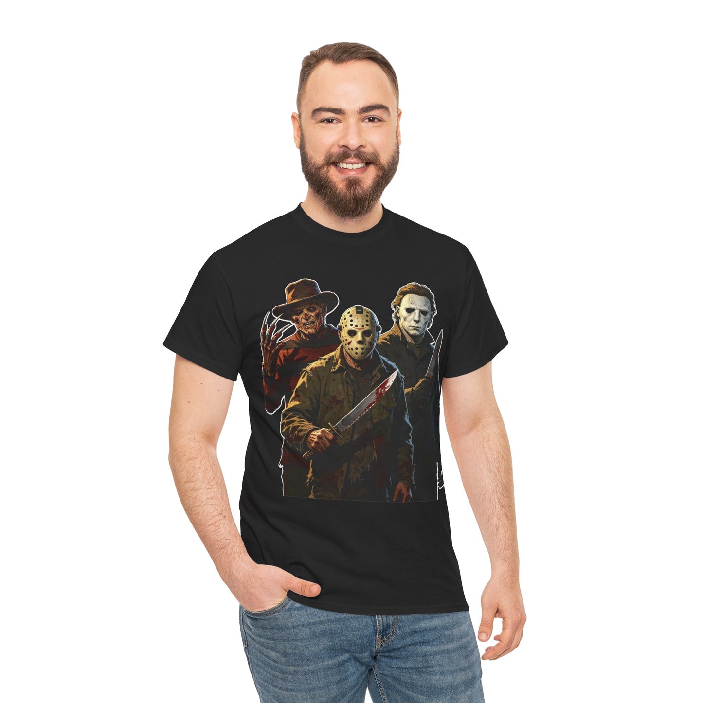 Horror Icons T-Shirt — Freddy, Jason & Michael Trio Graphic Tee