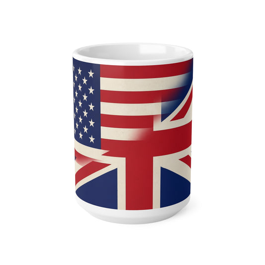USA & UK Flag Ceramic Coffee Mug — Dual American & British Flag 11oz/15oz