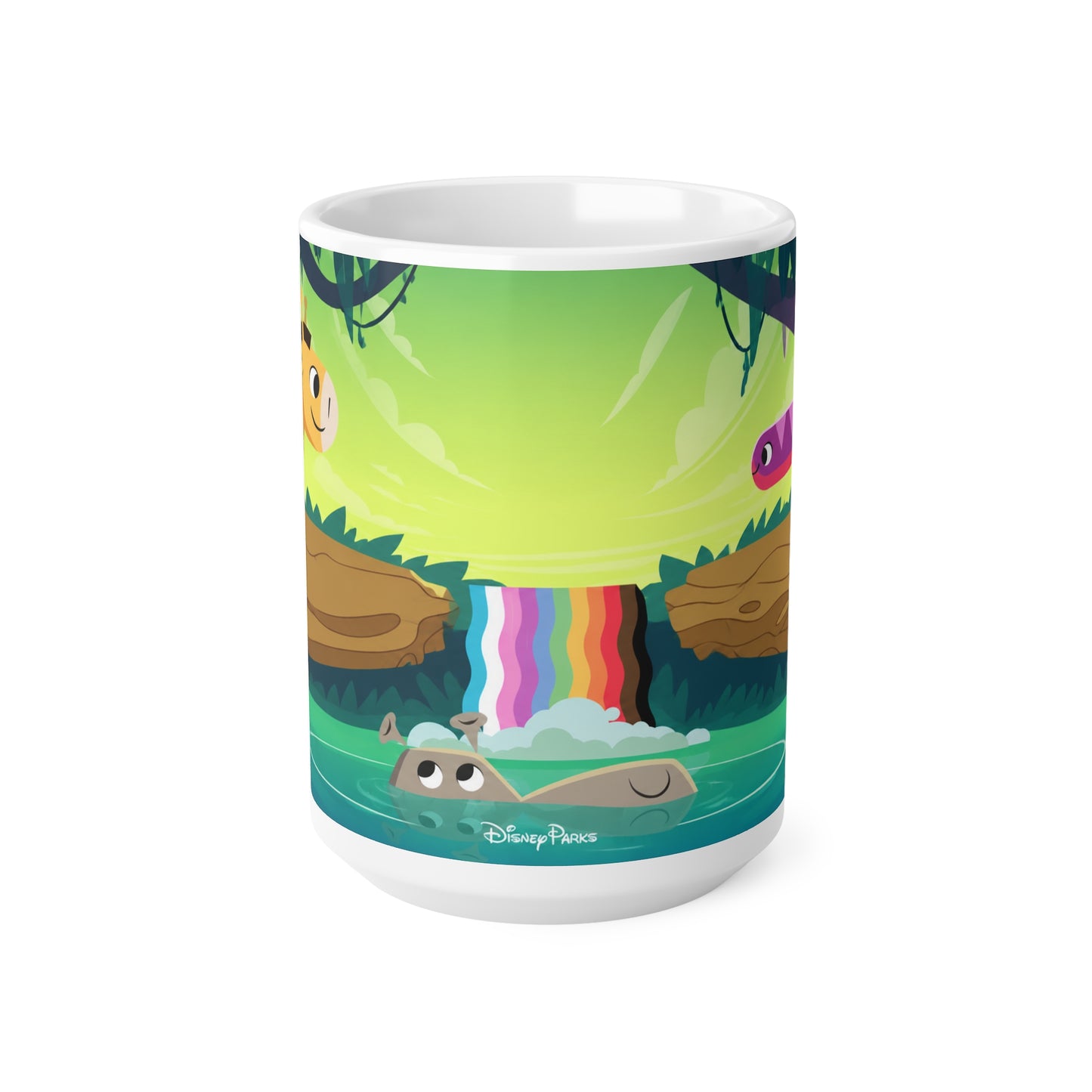 Giraffe Rainbow Waterfall Ceramic Coffee Mug — Cute Jungle Animal 11oz/15oz