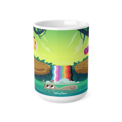 Giraffe Rainbow Waterfall Ceramic Coffee Mug — Cute Jungle Animal 11oz/15oz