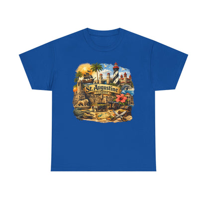 St. Augustine Florida Vintage Travel Tee — Retro Beach & Lighthouse Souvenir T-Shirt