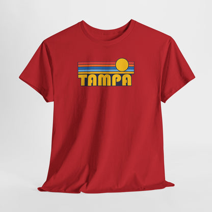 Tampa Retro Sunset T-Shirt — Vintage 70s Striped Beach Tee