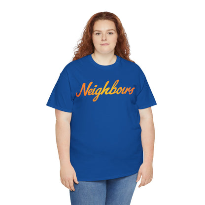 Neighbours Script T‑Shirt — Retro Orange Neighborhood Tee