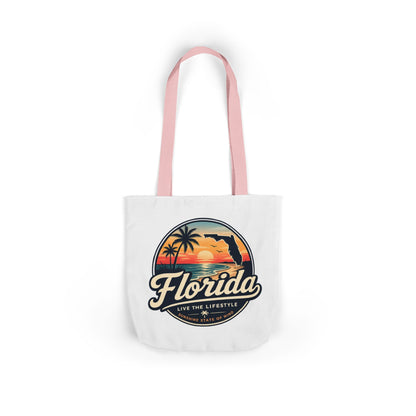 Florida Sunset Canvas Tote Bag — Retro Palm Beach Design