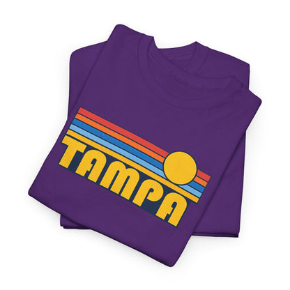 Tampa Retro Sunset T-Shirt — Vintage 70s Striped Beach Tee