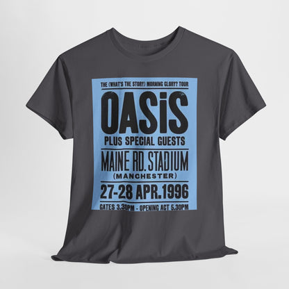 Oasis 1996 Maine Road Tour Poster T‑Shirt — Maine Rd. Stadium Concert Tee