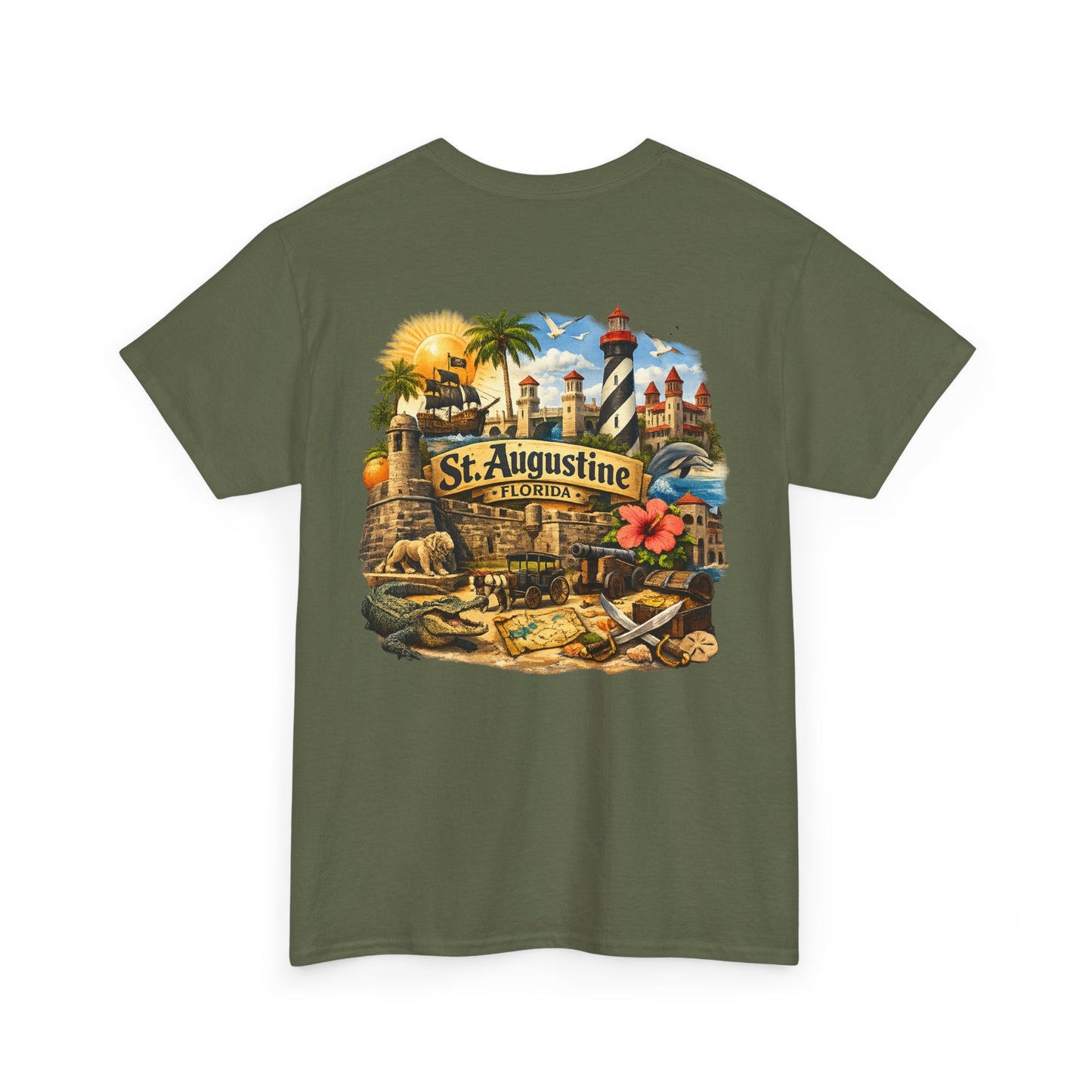 St. Augustine Florida Vintage Travel Tee — Retro Beach & Lighthouse Souvenir T-Shirt