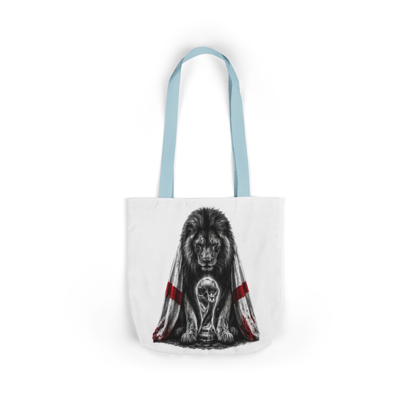England Lion Guardian Canvas Tote — Protective Lion & Cub Illustration Tote Bag