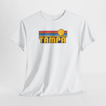 Tampa Retro Sunset T-Shirt — Vintage 70s Striped Beach Tee