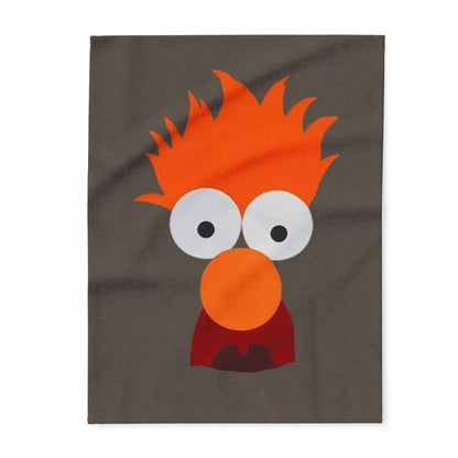 Becker Inspired Orange Fuzzy Character Fleece Blanket – Cute Cartoon Face Cozy Throw