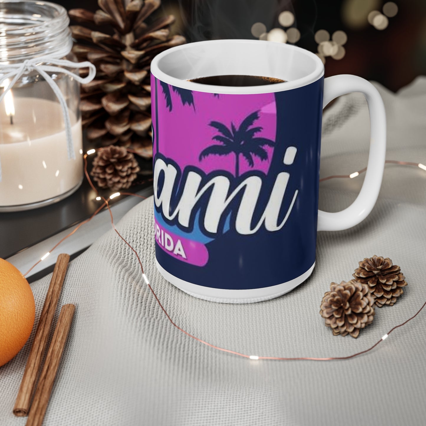 Miami Florida Retro Palm Tree Coffee Mug — 11oz & 15oz Ceramic
