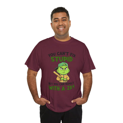 Funny Carpenter T‑Shirt — "You Can't Fix Stupid But You Can Numb It With a 2x4"