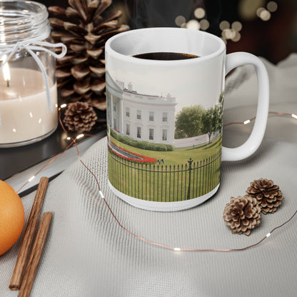 White House Landmark Photo Ceramic Mug — White House Front View, 11oz & 15oz
