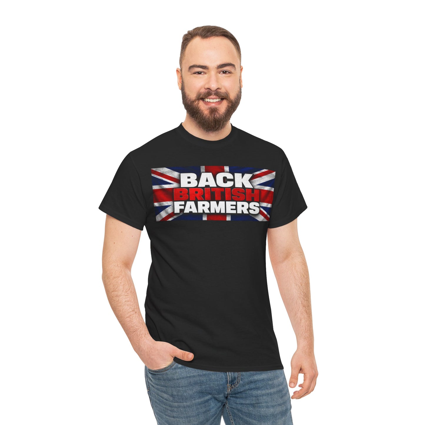 Back British Farmers T-Shirt — Union Jack Support Tee for UK Farmers