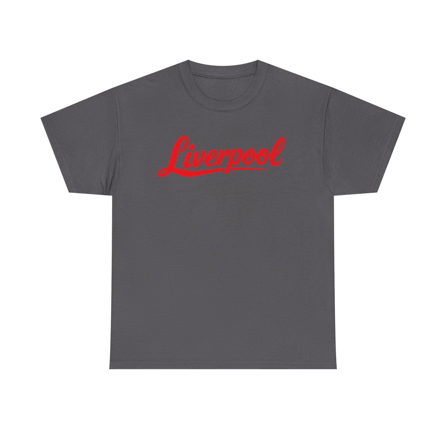 Liverpool Script T-Shirt — Retro Red Logo Tee for Fans