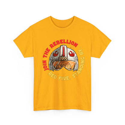 Rebel Pilot T-Shirt — "Join the Rebellion, Red Five" Vintage Helmet Design
