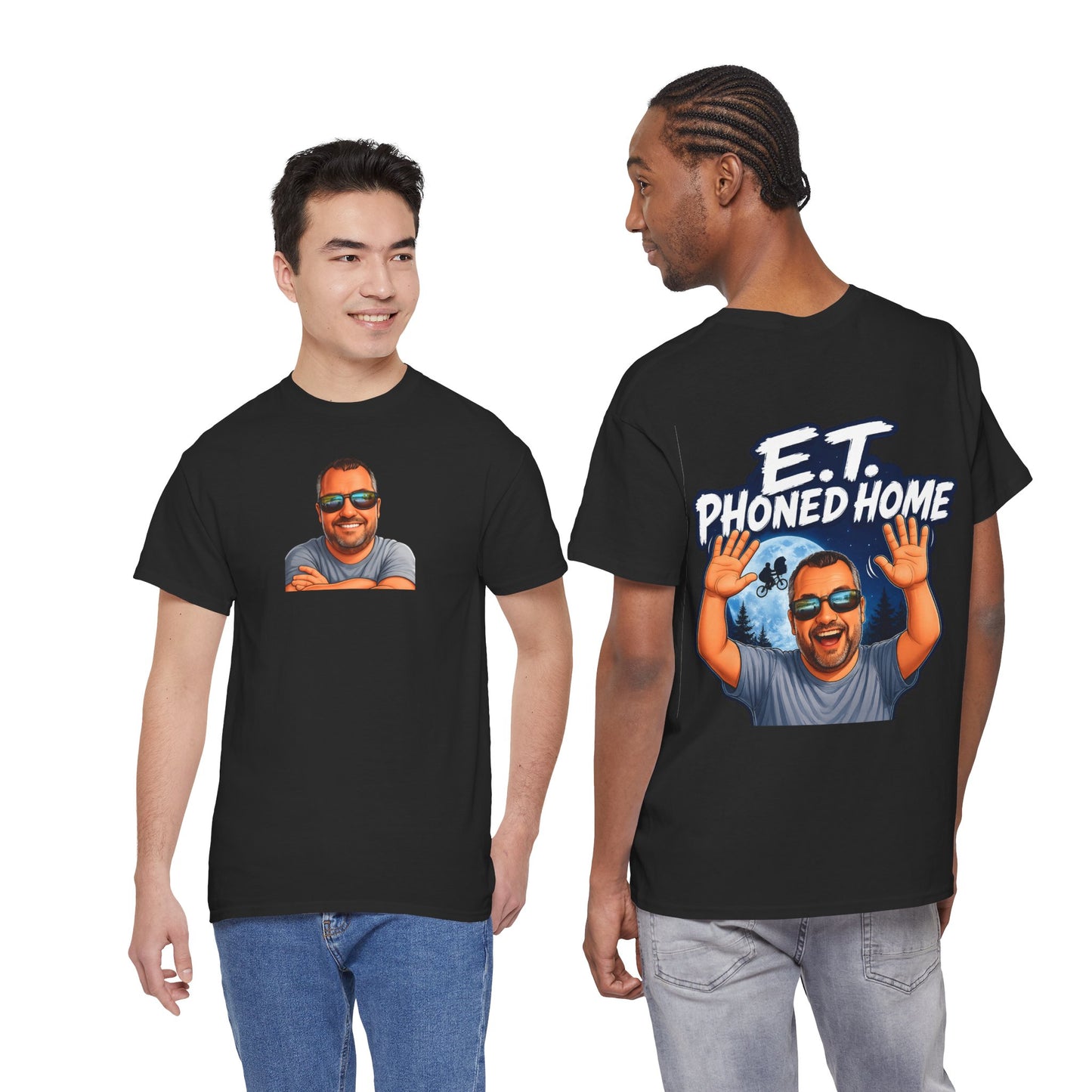 Graphic Tee — "E.T. Phoned Home" Smiling Guy Retro Design