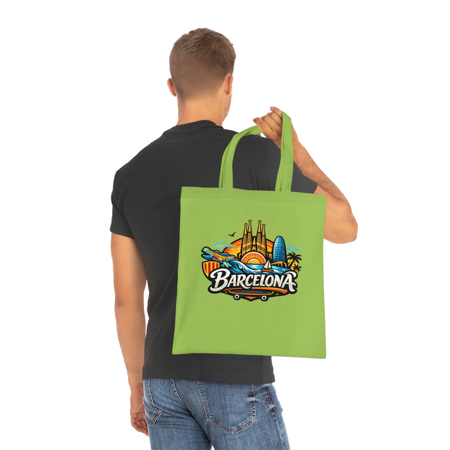 Barcelona Skyline Cotton Tote — Souvenir Travel Beach Bag