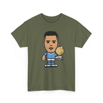 Rodri Manchester City Cartoon Tee — Player Holding Trophy Graphic Shirt