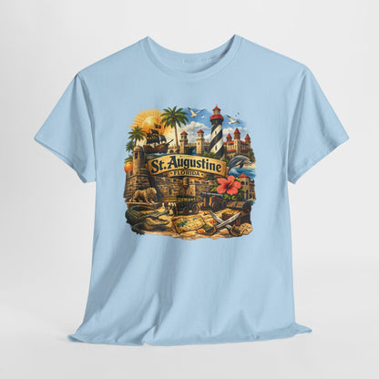 St. Augustine Florida Vintage Travel Tee — Retro Beach & Lighthouse Souvenir T-Shirt
