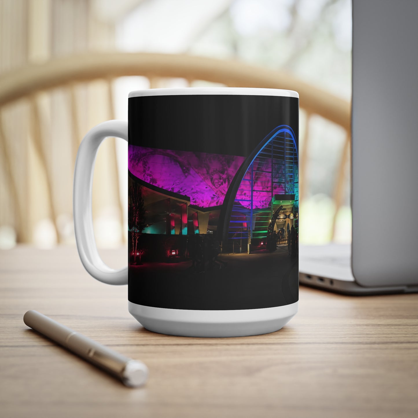 Men in Black Universal HHN Nightscape Mug — Colorful Architectural Night Photo Ceramic Coffee Cup (11oz, 15oz)