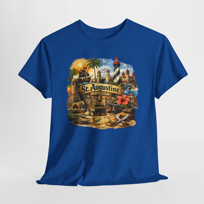 St. Augustine Florida Vintage Travel Tee — Retro Beach & Lighthouse Souvenir T-Shirt