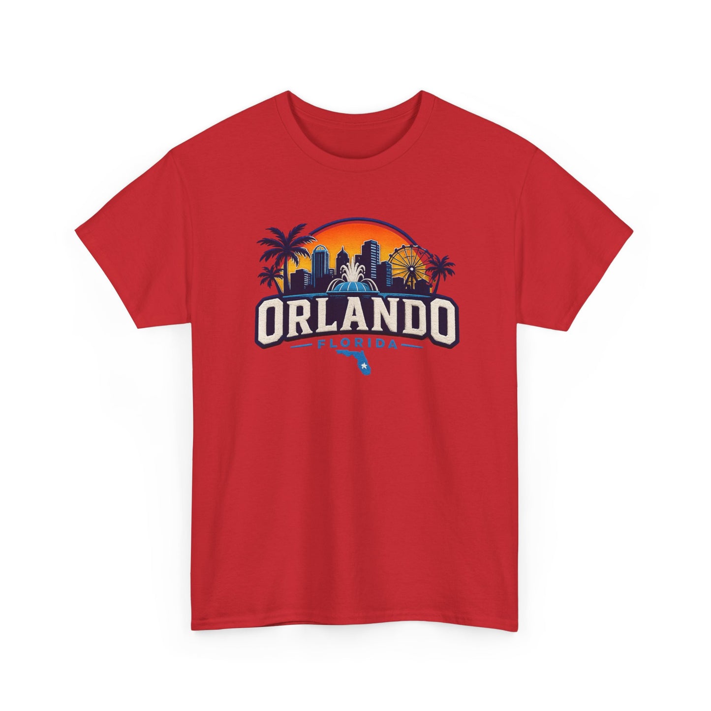 Orlando Florida Sunset T-Shirt — Retro Skyline & Palm Tree Vacation Tee