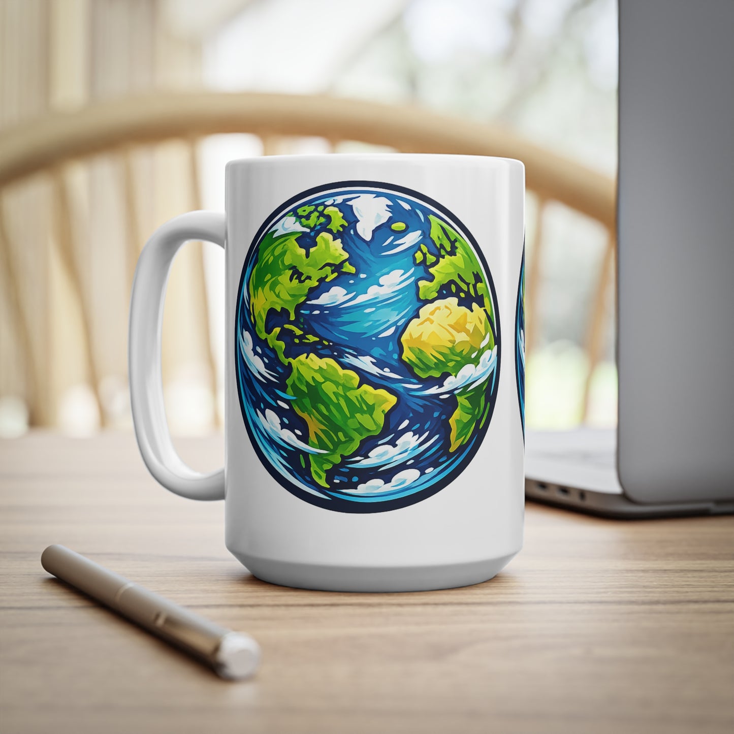Earth Globe Ceramic Mug — Eco-Friendly World Map Coffee Cup (11oz & 15oz)