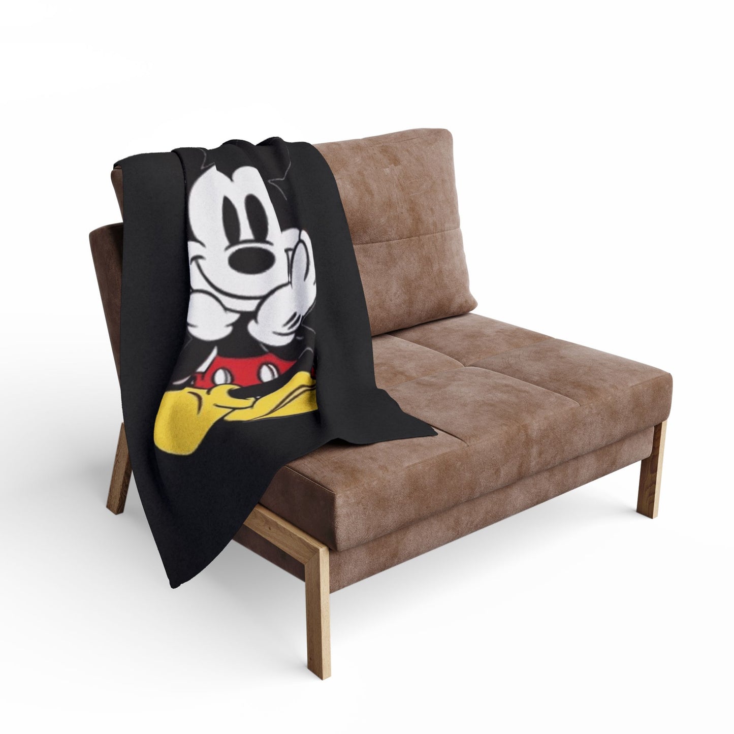 Mickey Mouse Inspired Black Plush Throw Blanket — Cute Vintage Cartoon Fleece