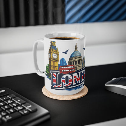 London Skyline Ceramic Mug — Union Jack 'London' Coffee Cup (11oz & 15oz)