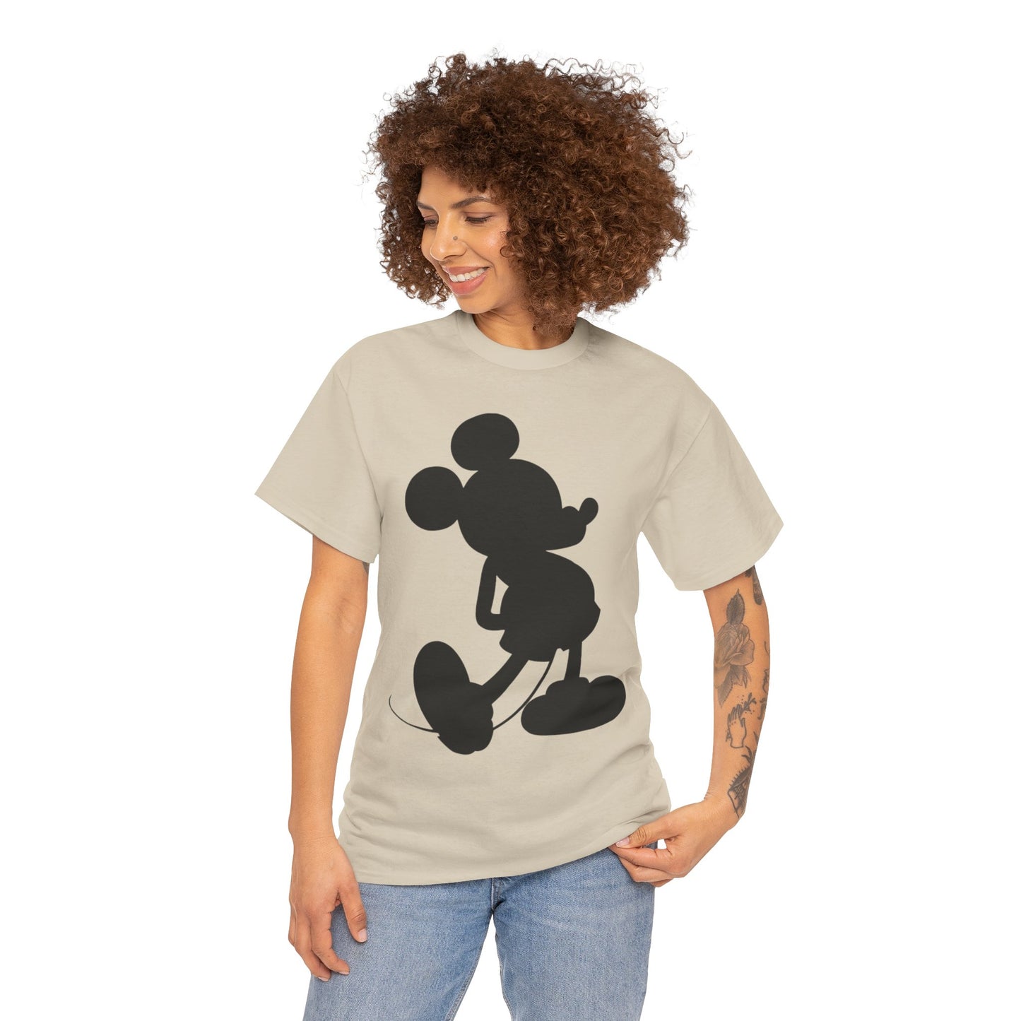 Mickey Mouse Silhouette Graphic Tee — Retro Cartoon Shadow T-Shirt
