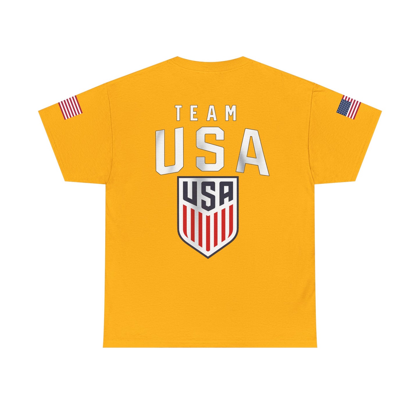 Team USA Flag T‑Shirt — Patriotic Navy Tee with Back Shield Logo
