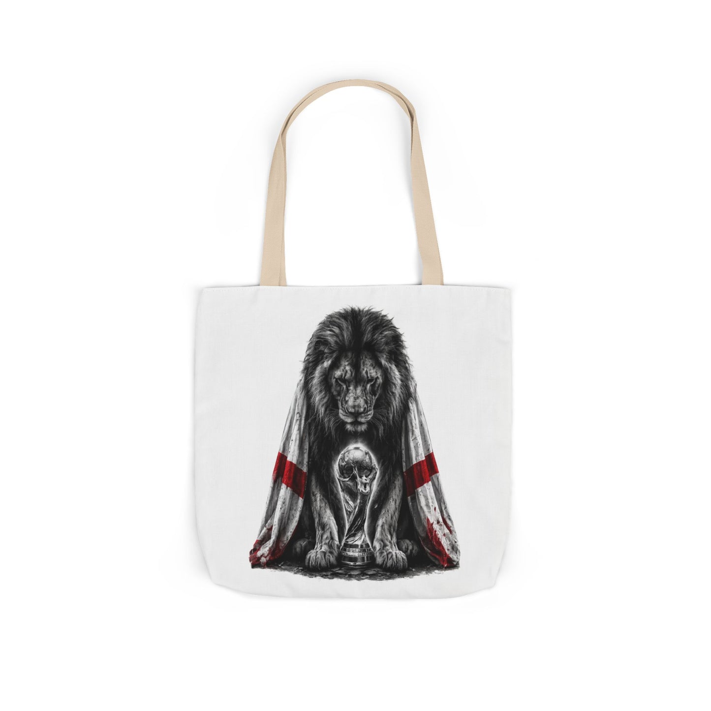 England Lion Guardian Canvas Tote — Protective Lion & Cub Illustration Tote Bag
