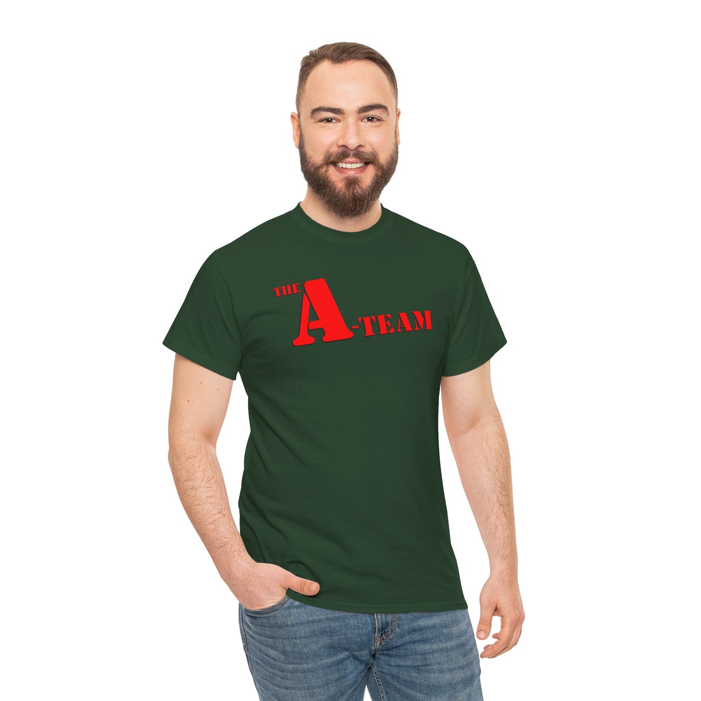 A-Team Graphic Tee — Retro Red Logo Vintage Crew T-Shirt